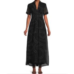 CALVIN KLEIN - 🎉HP🎉 NWT - L Sz 6 Short Sleeve Logo Maxi Illusion Shirtdress